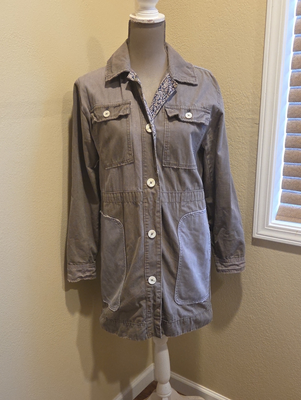 We The Free WOMEN'S LIGHTWEIGHT TAUPE Purple Patcheork  UTILITY JACKET